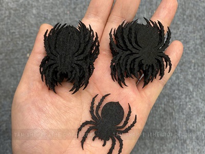 Set 20 con nhện nỉ đen 4cm [Mỏng nhẹ - chân gai] TCV-NHEN-13