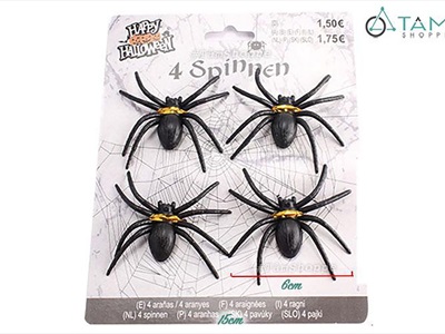 Set 04 con nhện đen nhựa cứng 6cm [Dáng đẹp] TCV-NHEN-11