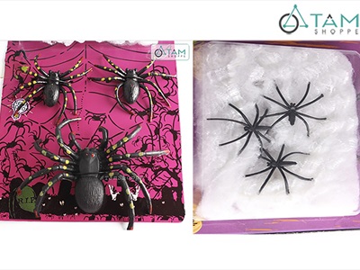 Set 06 con nhện + 20gr tơ nhện [Vỉ giấy - 2 kiểu nhện] TCV-NHEN-12