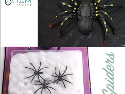 Set 06 con nhện + 20gr tơ nhện [Vỉ giấy - 2 kiểu nhện] TCV-NHEN-12