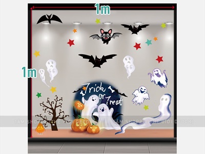 Set Decal Halloween dán kính không keo 1x1m [Dán bằng nước - Nhiều kiểu] DECAL-HLW-06