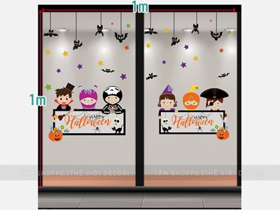 Set Decal Halloween dán kính không keo 1x1m [Dán bằng nước - Nhiều kiểu] DECAL-HLW-06