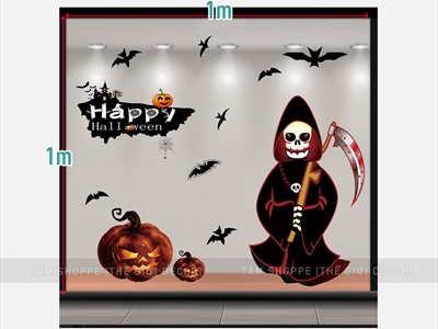 Set Decal Halloween dán kính không keo 1x1m [Dán bằng nước - Nhiều kiểu] DECAL-HLW-06