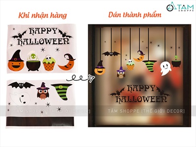 Set Decal Halloween dán kính không keo 1x1m [Dán bằng nước - Nhiều kiểu] DECAL-HLW-06