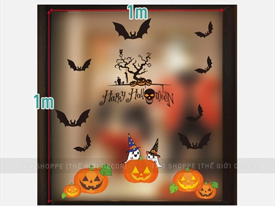 Set Decal Halloween dán kính không keo 1x1m [Dán bằng nước - Nhiều kiểu] DECAL-HLW-06