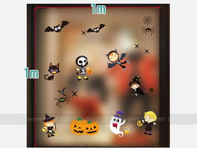 Set Decal Halloween dán kính không keo 1x1m [Dán bằng nước - Nhiều kiểu] DECAL-HLW-06