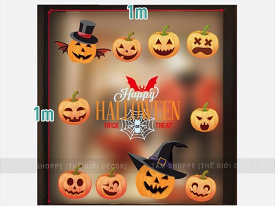 Set Decal Halloween dán kính không keo 1x1m [Dán bằng nước - Nhiều kiểu] DECAL-HLW-06