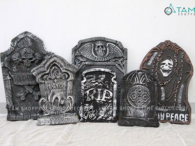 Tấm bia mộ giả trang trí bằng mút xốp nhiều kiểu HLW-BIAMO-01