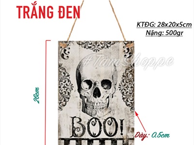 Tranh gỗ Halloween ép giấy 3 kiểu [Dây treo - nền gỗ] TRANHGO-11