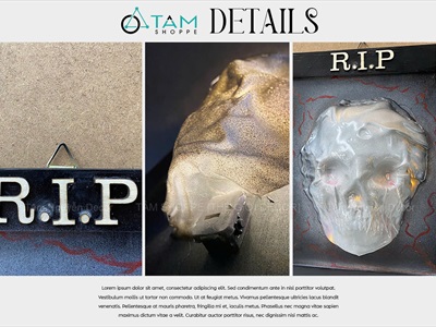 Tranh gỗ Halloween RIP đầu lâu xám có đèn [25x30cm - sẵn pin] TRANHGO-10