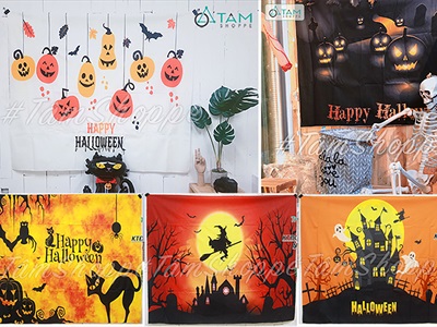 Tranh vải Halloween 130x150cm nhiều chủ đề [Vải dày in đẹp - Tặng kẹp treo, đinh tường] TRANHVAI-01