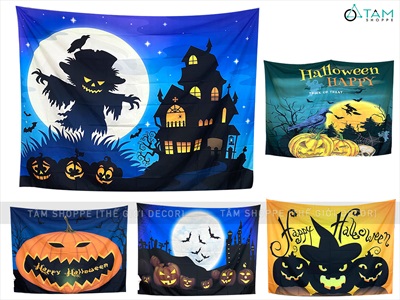 Tranh vải Halloween 150x200cm nhiều chủ đề [Vải dày in đẹp - Tặng kẹp treo, đinh tường] TRANHVAI-02