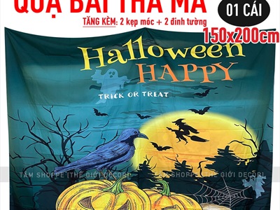 Tranh vải Halloween 150x200cm nhiều chủ đề [Vải dày in đẹp - Tặng kẹp treo, đinh tường] TRANHVAI-02