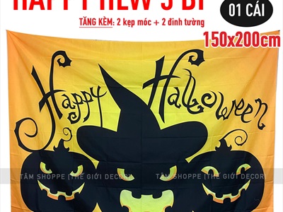 Tranh vải Halloween 150x200cm nhiều chủ đề [Vải dày in đẹp - Tặng kẹp treo, đinh tường] TRANHVAI-02