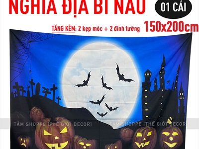 Tranh vải Halloween 150x200cm nhiều chủ đề [Vải dày in đẹp - Tặng kẹp treo, đinh tường] TRANHVAI-02