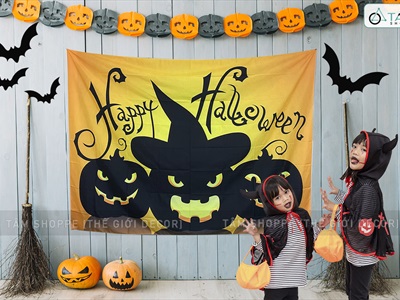 Tranh vải Halloween 150x200cm nhiều chủ đề [Vải dày in đẹp - Tặng kẹp treo, đinh tường] TRANHVAI-02