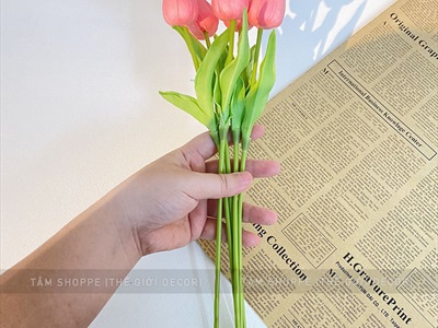Bó 05 cành hoa tulip cao su như thật [Loại 1 - cùng màu] CANHHOA-03