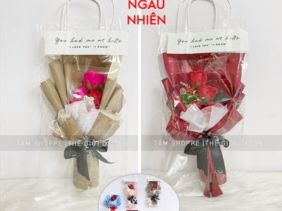 Bó 5 bông hồng sáp kiểu hoa cưới [Tặng Sticker - Gói đẹp] HOASAP-05