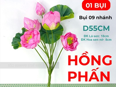 Bụi sen quan âm 9 nhánh cao 55cm [Theo cụm - 2 màu chọn] CANHHOA-07