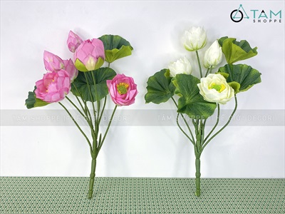 Bụi sen quan âm 9 nhánh cao 55cm [Theo cụm - 2 màu chọn] CANHHOA-07