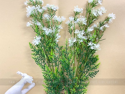 Cành hoa bi sao to màu trắng [Hoa dày - Dài 70cm] CANHHOA-04