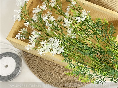Cành hoa bi sao to màu trắng [Hoa dày - Dài 70cm] CANHHOA-04