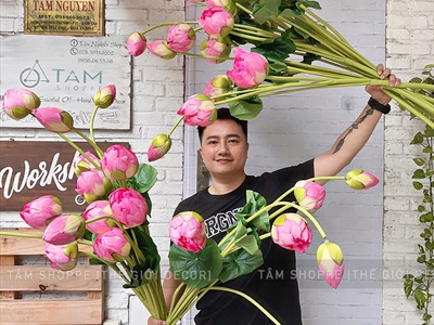 Cành sen dài thân dẻo cao 140cm [Loại đẹp - dễ uốn] CANHHOA-09