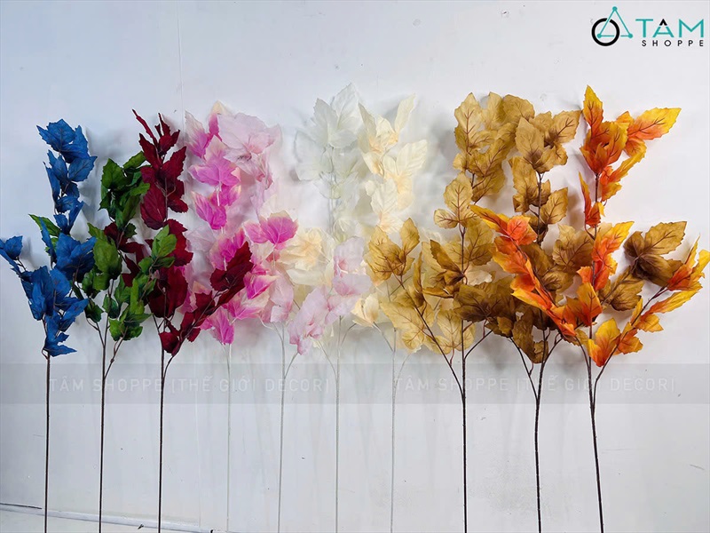 Cành lá phong dài 100cm đủ màu [Giả lá khô - Màu vintage] CANHLA-06