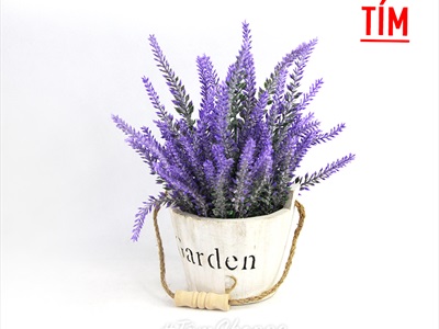 Chậu hoa Lavender để bàn xô gỗ Garden CHAUHOATTS-03