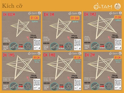 Khung tre lồng đèn ông sao cỡ lớn từ 80cm [Nẹp 2cm/SET tự ráp] LONGDEN-005