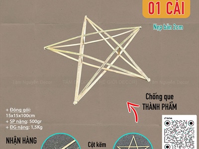 Khung tre lồng đèn ông sao cỡ lớn từ 80cm [Nẹp 2cm/SET tự ráp] LONGDEN-005