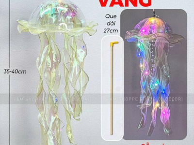 Lồng đèn con sứa phát sáng đèn Led [Nhiều tua - 5 màu chọn] LDEN-NHUA-02