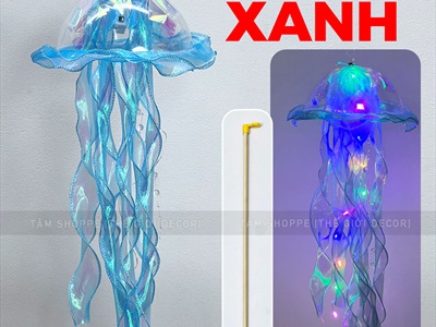 Lồng đèn con sứa phát sáng đèn Led [Nhiều tua - 5 màu chọn] LDEN-NHUA-02