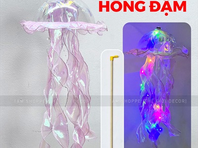 Lồng đèn con sứa phát sáng đèn Led [Nhiều tua - 5 màu chọn] LDEN-NHUA-02