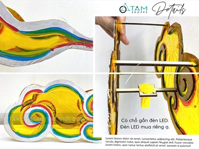 Lồng đèn đám mây giấy kiếng vẽ thủ công [Có Set tự làm - Mẫu mới] LDEN-KIENG-11