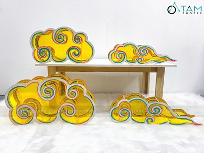Lồng đèn đám mây giấy kiếng vẽ thủ công [Có Set tự làm - Mẫu mới] LDEN-KIENG-11