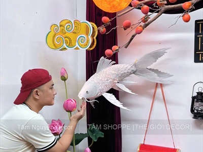 Lồng đèn đám mây giấy kiếng vẽ thủ công [Có Set tự làm - Mẫu mới] LDEN-KIENG-11
