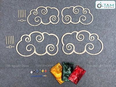 Lồng đèn đám mây giấy kiếng vẽ thủ công [Có Set tự làm - Mẫu mới] LDEN-KIENG-11