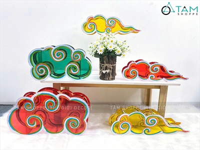 Lồng đèn đám mây giấy kiếng vẽ thủ công [Có Set tự làm - Mẫu mới] LDEN-KIENG-11