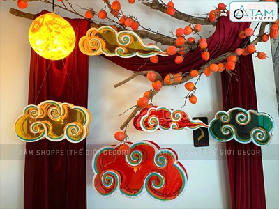 Lồng đèn đám mây giấy kiếng vẽ thủ công [Có Set tự làm - Mẫu mới] LDEN-KIENG-11