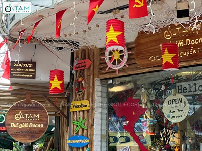 Set 02 lồng đèn giấy con sâu cờ Việt Nam [In đẹp - Cỡ trung] LDEN-GIAY-14