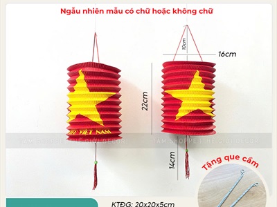 Set 02 lồng đèn giấy con sâu cờ Việt Nam [In đẹp - Cỡ trung] LDEN-GIAY-14