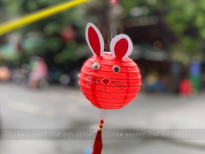Lồng đèn giấy con thỏ tròn đỏ ĐK10cm LDEN-GIAY-06