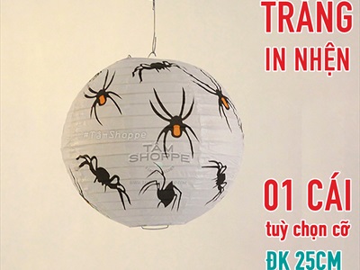 Lồng đèn Halloween giấy tròn in hoạ tiết [Nhiều kiểu - Xếp gọn] LD-GIAY-19
