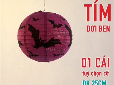 Lồng đèn Halloween giấy tròn in hoạ tiết [Nhiều kiểu - Xếp gọn] LD-GIAY-19