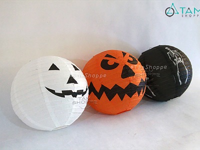 Lồng đèn Halloween giấy tròn in hoạ tiết [Nhiều kiểu - Xếp gọn] LD-GIAY-19