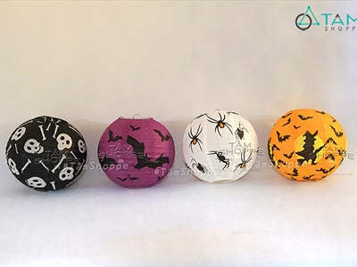 Lồng đèn Halloween giấy tròn in hoạ tiết [Nhiều kiểu - Xếp gọn] LD-GIAY-19