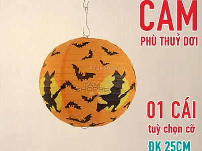 Lồng đèn Halloween giấy tròn in hoạ tiết [Nhiều kiểu - Xếp gọn] LD-GIAY-19