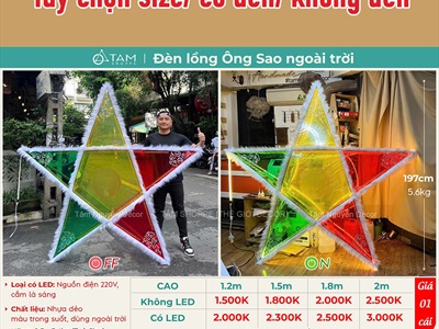 Lồng đèn ông sao cỡ siêu to dùng ngoài trời [120-200cm - Có đèn Led] LDEN-KIENG-12