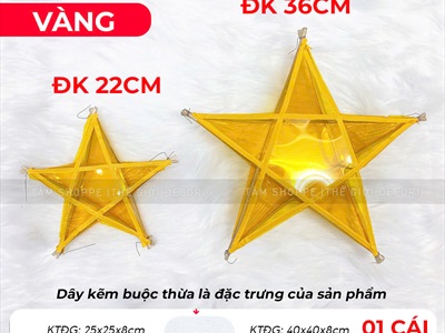 Lồng đèn ngôi sao không viền [Loại 01 - 3 màu 2 size] LDEN-KIENG-08